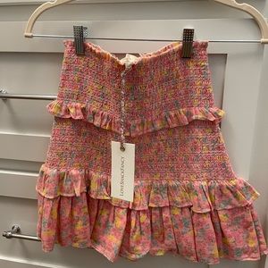 Loveshackfancy Sicily skirt in melon punch color size P